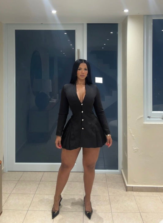 Black Buttons Crystals Dress