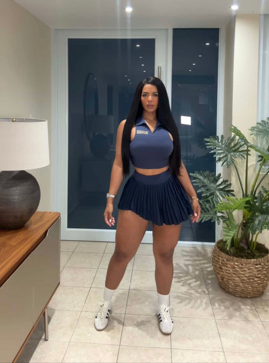 Navy Skirt Set